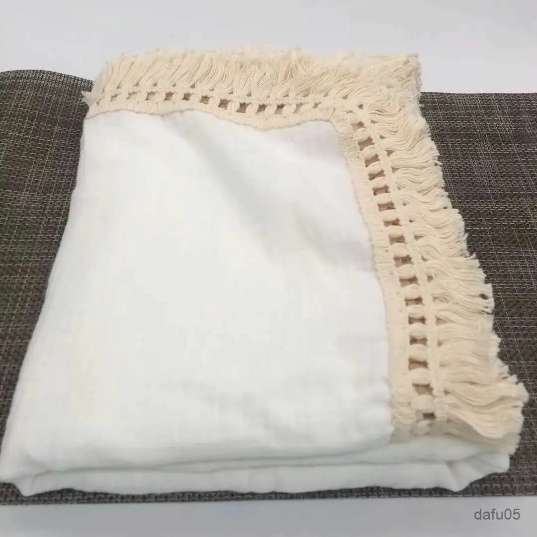 Cobertores Surtando 120x100cm Tassel Muslin Baby Cobertor