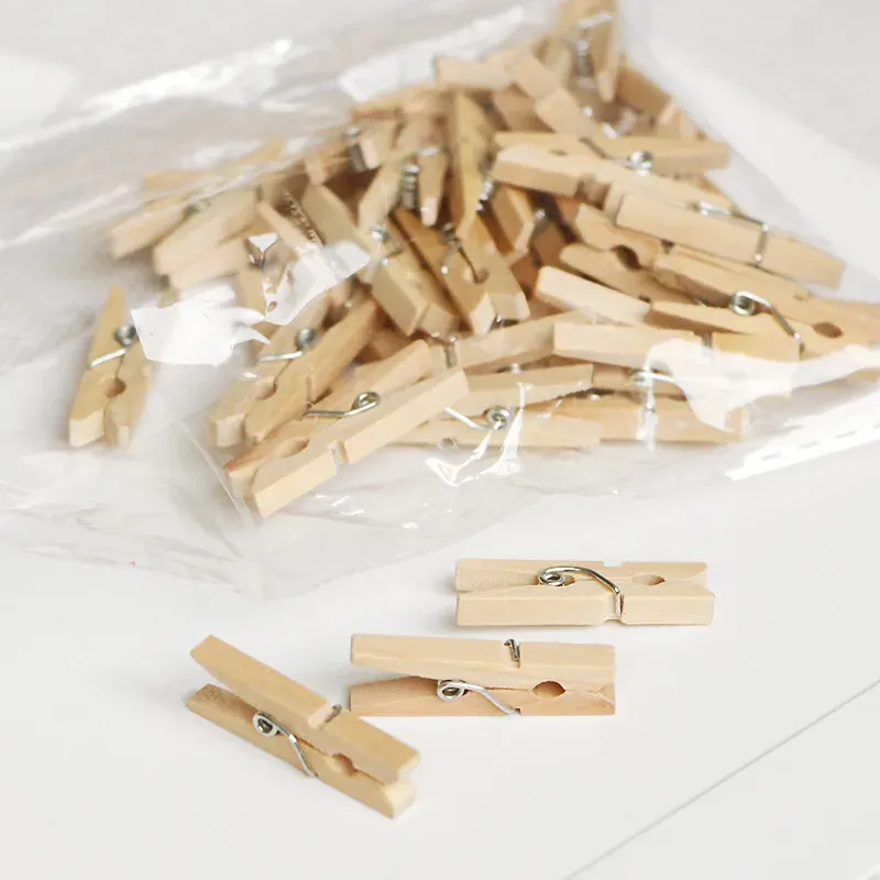 Natural Wooden Clips Photo Clamp Clothespin DIY Wedding Party Craft Decoration Clip Pegs 25/35/45/60/72MM