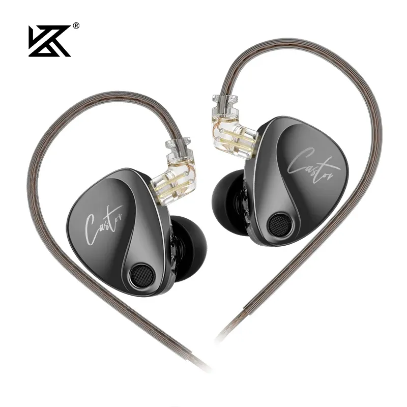 Earphones KZ Castor In Ear Wired Earphones HIFI Bass Tunable Balanced Armature Sport Headphones Monitor Metal Earbuds