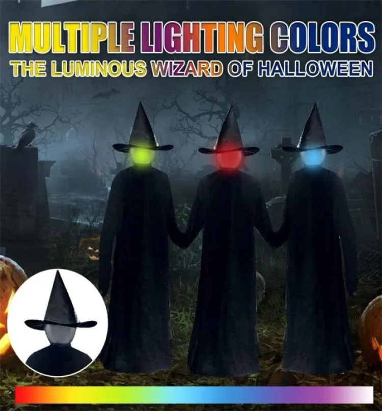 Decoração de festas Lightup Witches With Stakes Halloween Decorações ao ar livre de mãos dadas gritando som de sensor ativado 229571733