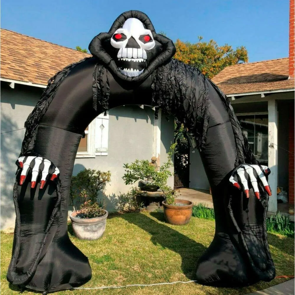 4x4.3m13x14ft Airblown Decoration Outdoor Decoration Assable Halloween Arch مع Grim Reaper لاستخدام العطلات