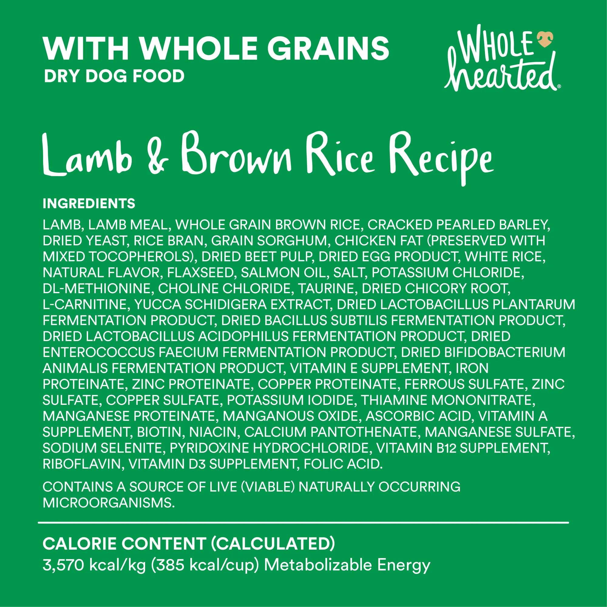 WholeHearted Lamb Brown Rice Recipe With Whole Grains Dry Dog