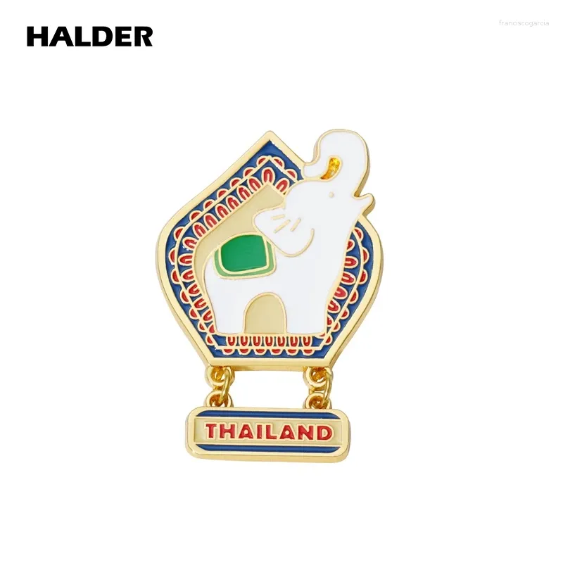Brooches HALDER Thailand White Elephant Enamel Pins Cartoon Cute Animal Brooch Badge Backpack Lapel Jackets Jewelry Gifts For Women Men