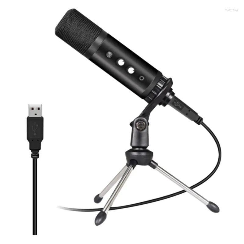 Microphones USB Cardioid Microphone With Headphone Monitor 3.5Mm Jack And Volume Knob For Live Broadcast Game Recording