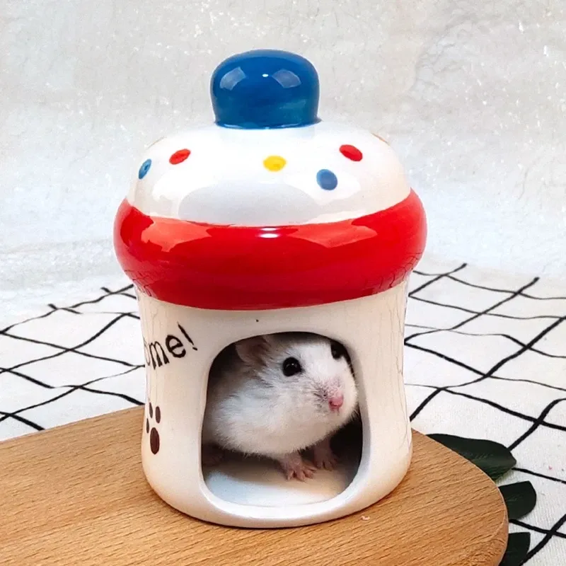 Cages Hamster House Small Animal Ceramic Hideout AntiChew Resting Places for Mini Pet Gerbils Chinchillas Mice Rat Ferrets Gift