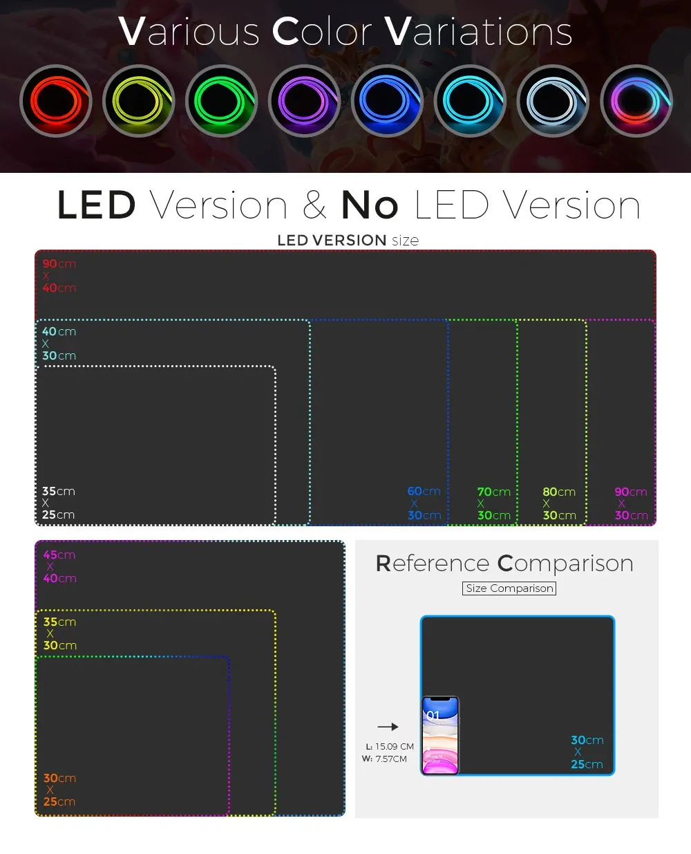 Mat Computer Led Dc World Computer LED Light Mousepads RGB Waterproof Gaming Deskmat With ...