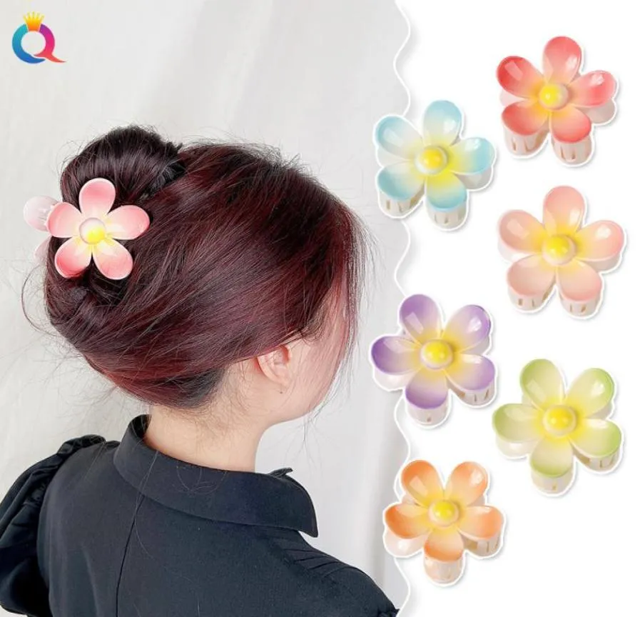 Corea Fashion Big Flower Shape Camw Claw Clip acrílico para mujeres Cangrejo Cangrejo Bath Barrette Headwear