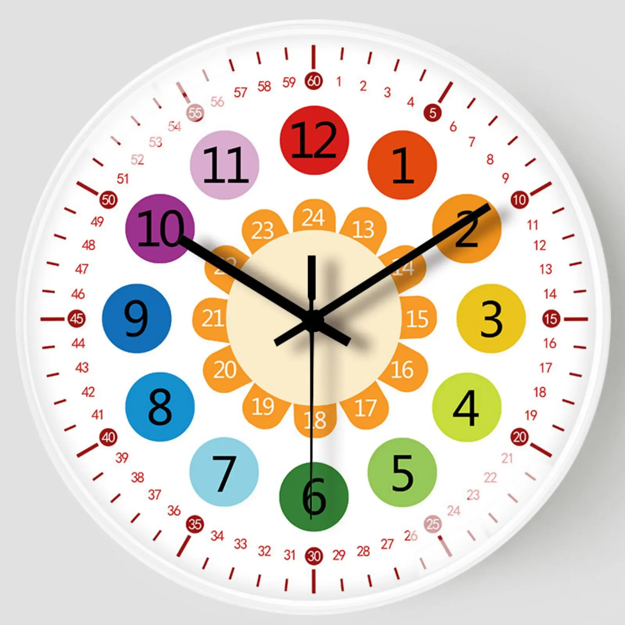 Horloges 1pc Horloge murale silencieuse pour étudiant, horloge d'enseignement pour les salles de classe, horloge d'apprentissage non cocher, décoration murale, outil éducatif