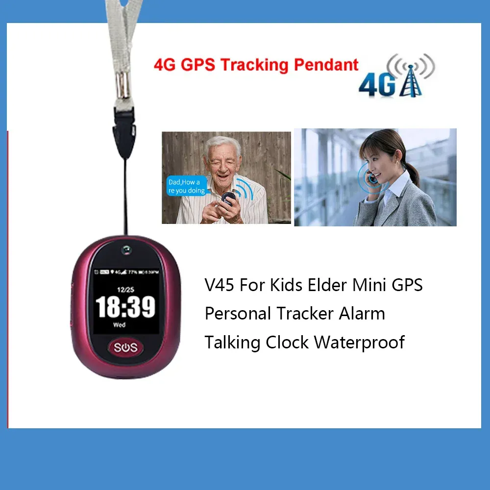 Accessoires 4G GPS Tracking Pendant V45 For Kids Elder Mini GPS Personal Tracker Alarm Talk Clock Imperproof