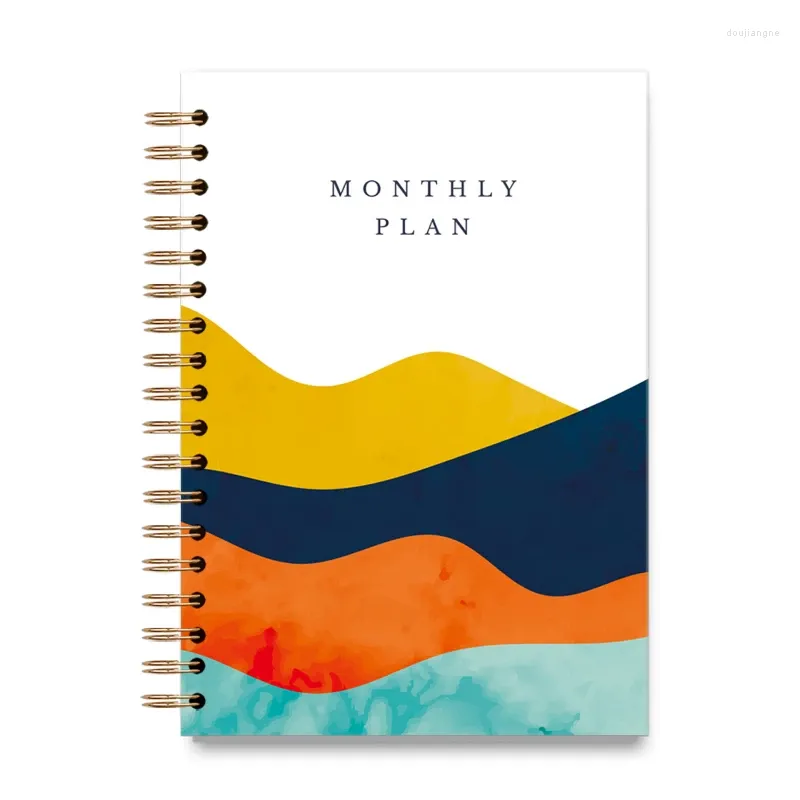 English Version Coil Month Plan With Separator Page Schedule List Notebook Student Self-discipline Office Study Stationery