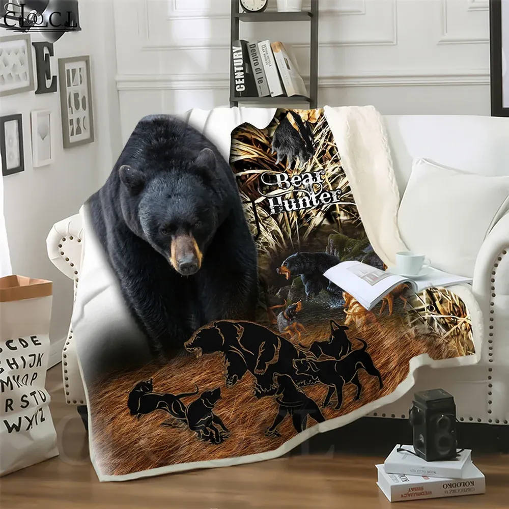 Setar den ryska björnen filt djurjaktbjörn tryckt vuxen barn täcke för sängkläder täckning soffa resekontor karaktär kast filt