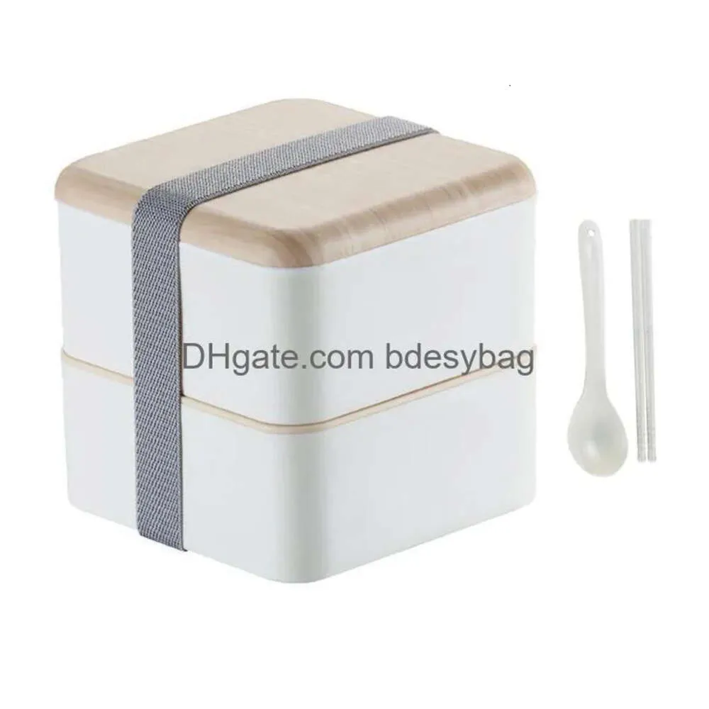 Japanse stapelbare traditionele sets serviesgoed Bento Box 2tier lunch met verstelbare riemtasiekgrens Bowl LEAKBREEFT LUNCHTInNERWARE DHCBY DINING