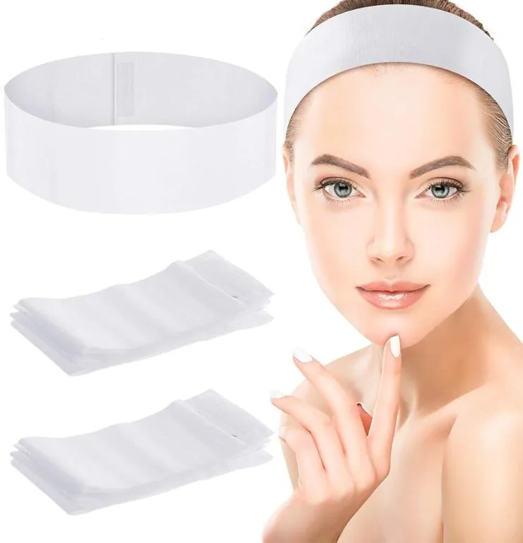 Dispositivos de cuidado facial 100 piezas diademas desechables de spa estirado banda de cabello de piel suave sin tejido con un cierre conveniente para mujeres gir 5793071