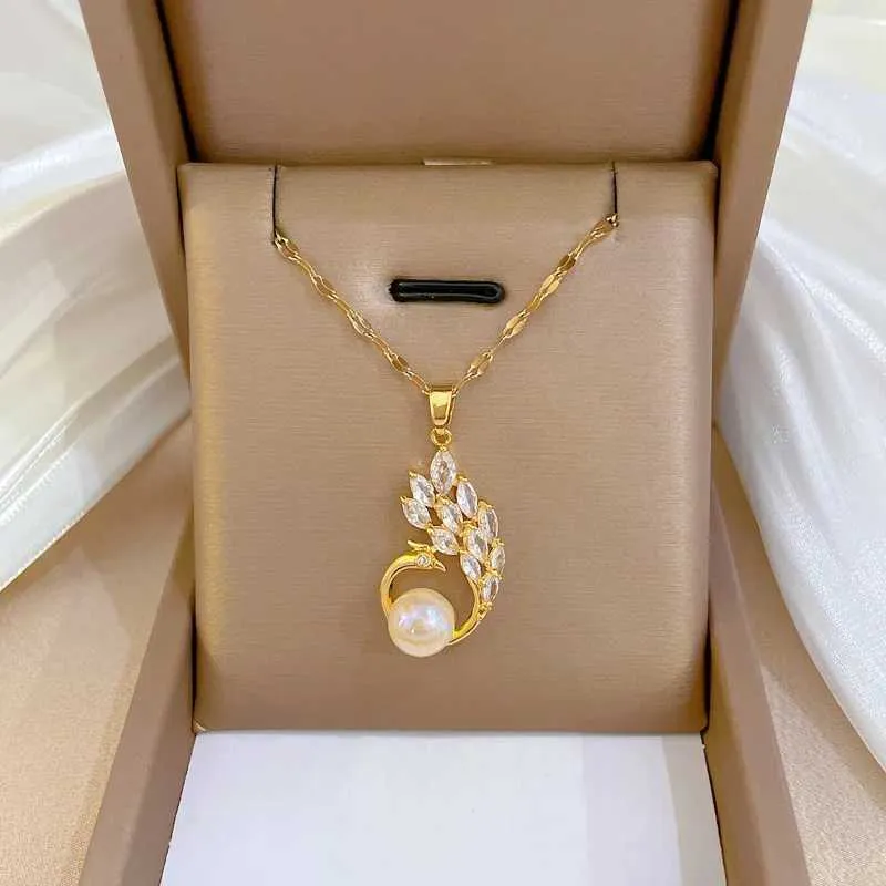 Collane con ciondolo in acciaio inossidabile 316L con pendenti colorati a forma di pisello, per donne eleganti, moda Kpop, girocollo femminile_voghion.com