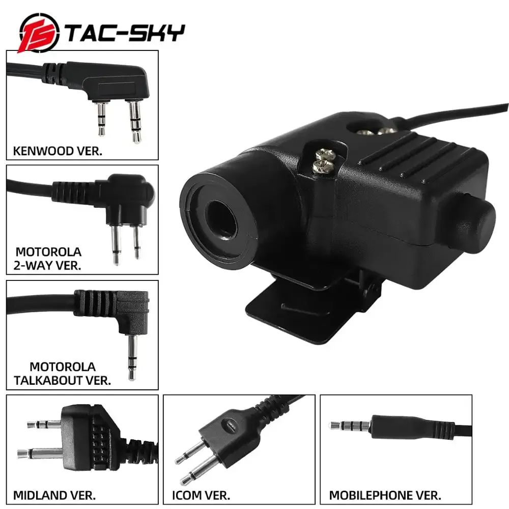 Acessórios Tacsky U94 PTT tático ptt ao ar livre jacht esporte tactische fone de ouvido Walkie Talkie Militaire Rádio Adaptador