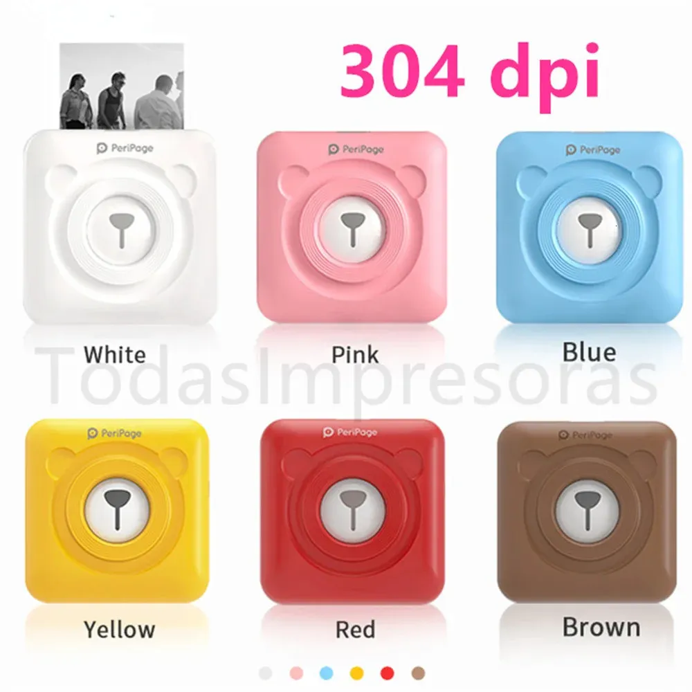 Original Peripage 304DPI Mini Pocket Printer Bluetooth A6 Thermal Po Printer Color Brown Yellow Mobile Android iOS Gift 240420