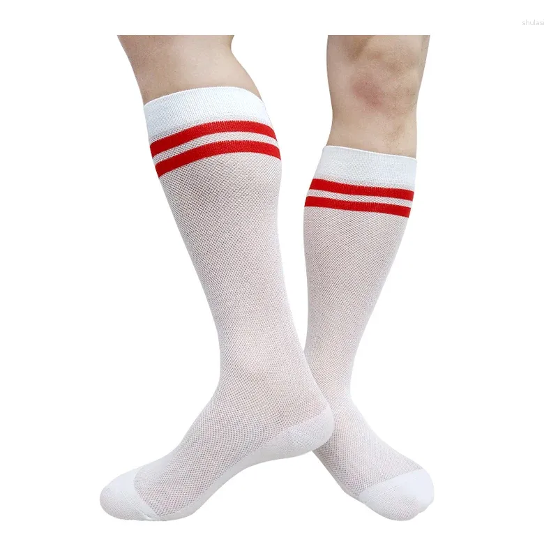Men's Socks Solid Mesh Mens Dress Suit Knee High Circle See Through Formal Male Stocking Business Sexy Lingerie Breathable
