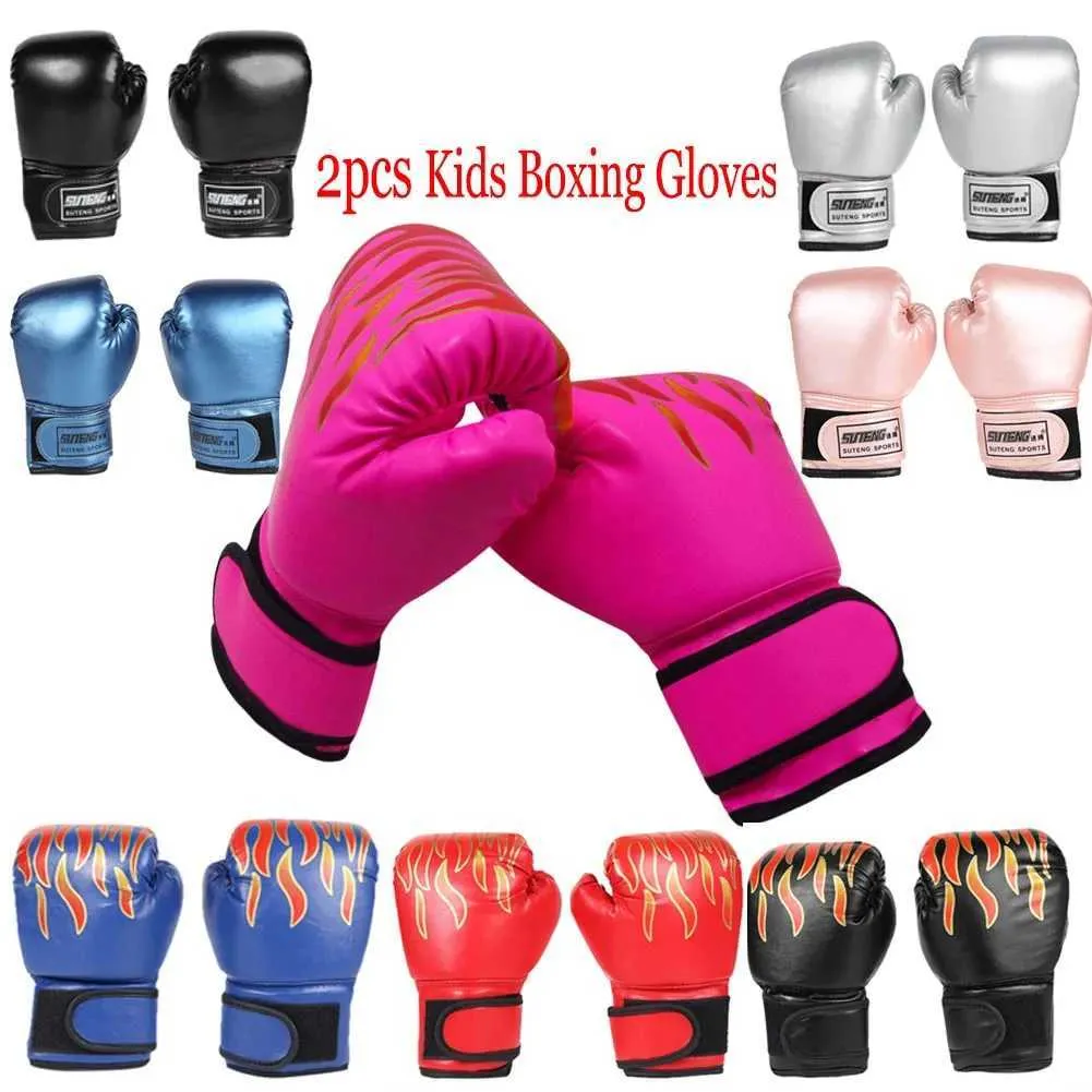 Equipamento de proteção de 3 a 12 anos de idade, luvas de boxe para crianças de couro PU MMA MMA luta de boxe Taekwondo Luvas Karate Muay Thai Training Boxing luvas 240424