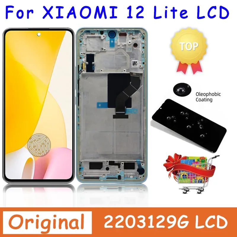 Telas Super AMOLED PARA XIAOMI MI 12 LITE LCD Display Touch Screen Digitizer Assembly para Xiaomi 12 Lite Mi12 Lite 2203129G LCD Display