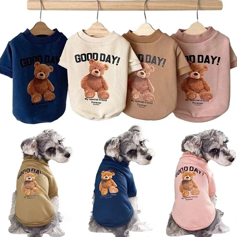 Köpekler kış sevimli kıyafetler köpek sıcak kazak sweatshirt ayı desenli ceket küçük orta köpek kedi katlar chihuahua kostüm 240411