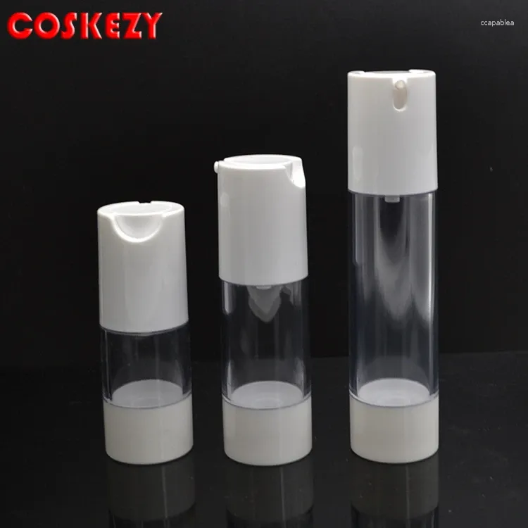Bouteilles de rangement 15 ml Round Clear Airless Emballage Bouteille de pompe en plastique pour les soins de la peau