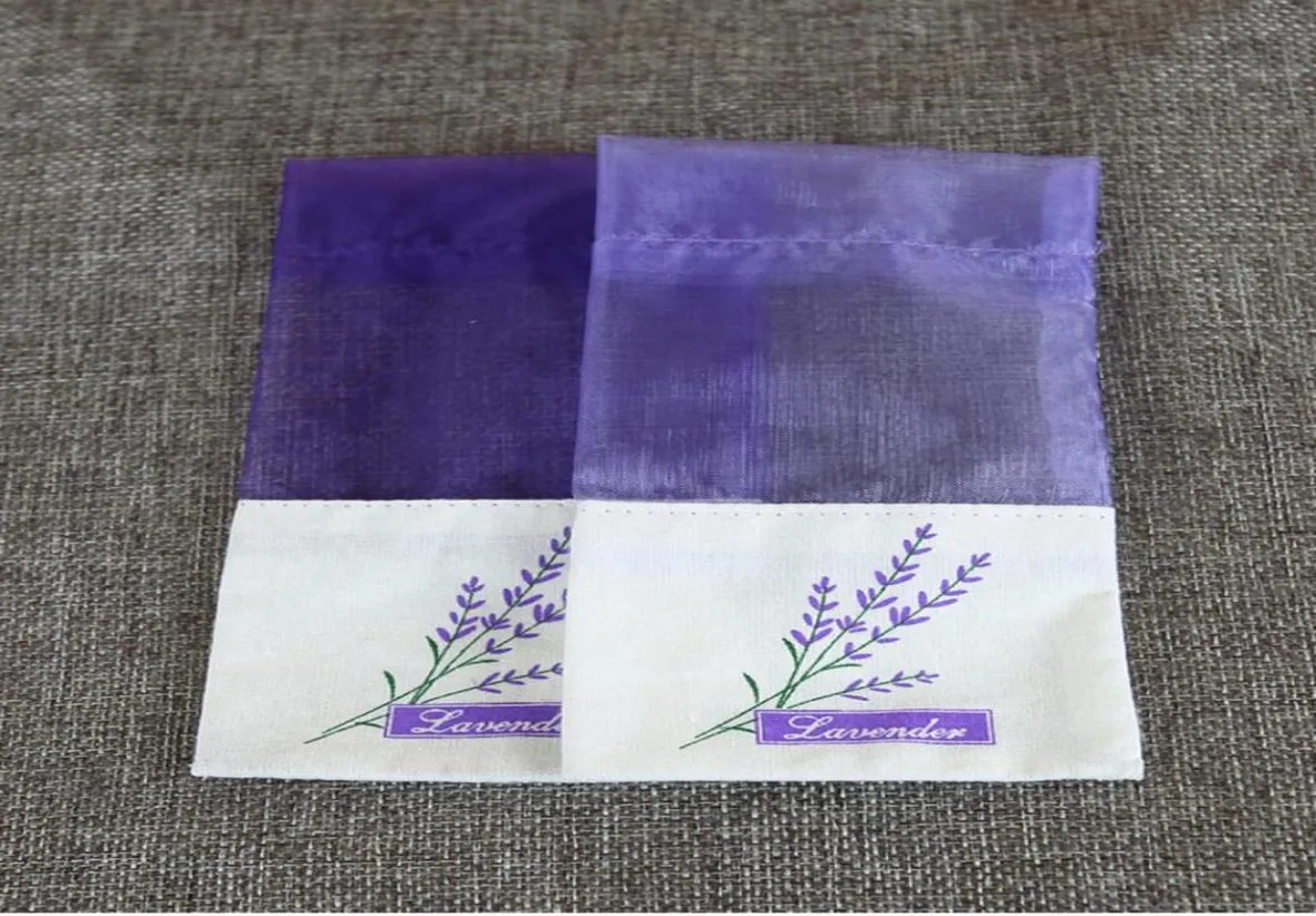 Påse broderade lavendel tomma påsar Bomullspåsar Organza Gaze Påsar 3x6 tum8493463