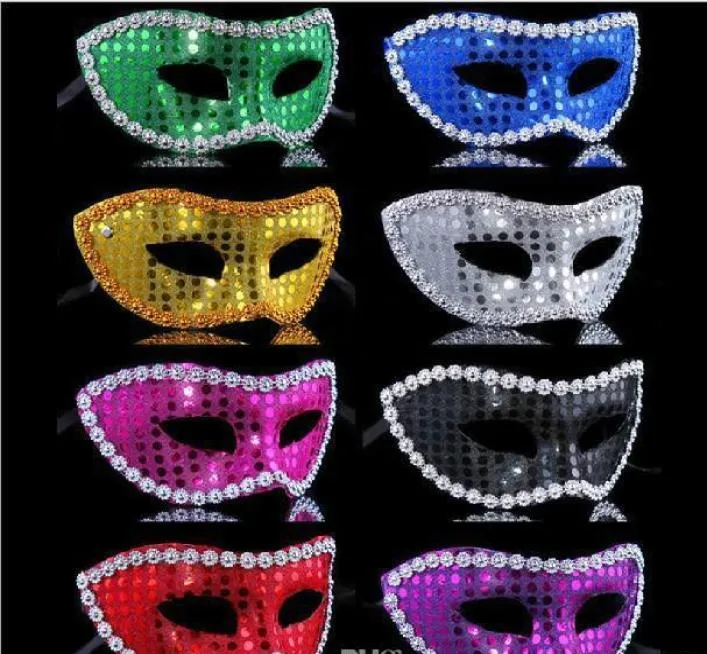 Women Venetian Lace Sequin Eye Mask Masquerade Fancy Dress Costume Hen Party Princess Wedding Masks Hallowmas3587598