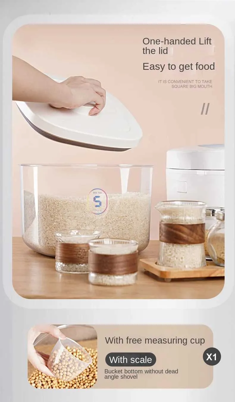 Airtight Rice & Grain Storage: 5kg/10kg Containers