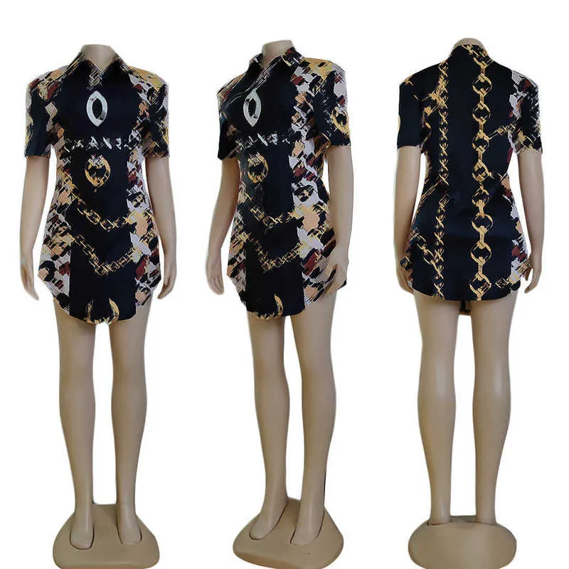 Two Piece Dress designer J2638 Women's Fashion Digital Colorful Short sleeved Printed Shirt 2947