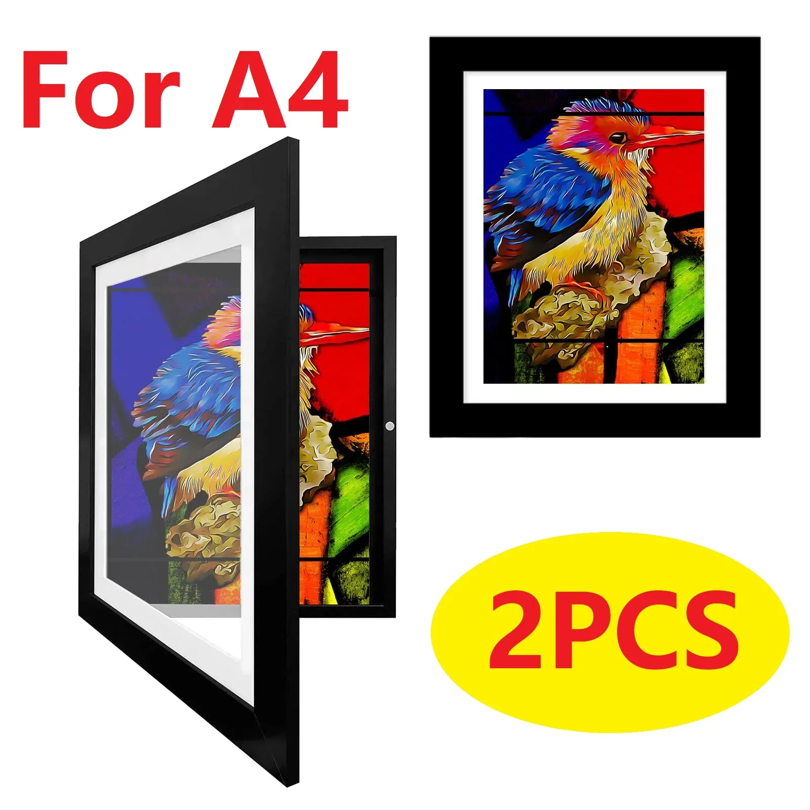 Frame 2pcs Frame d'image d'art en bois pour 150 images A4 OUVERTISSE D'OUVERTISSEMENTS PHOTO MATTOCHES Afficher les enfants