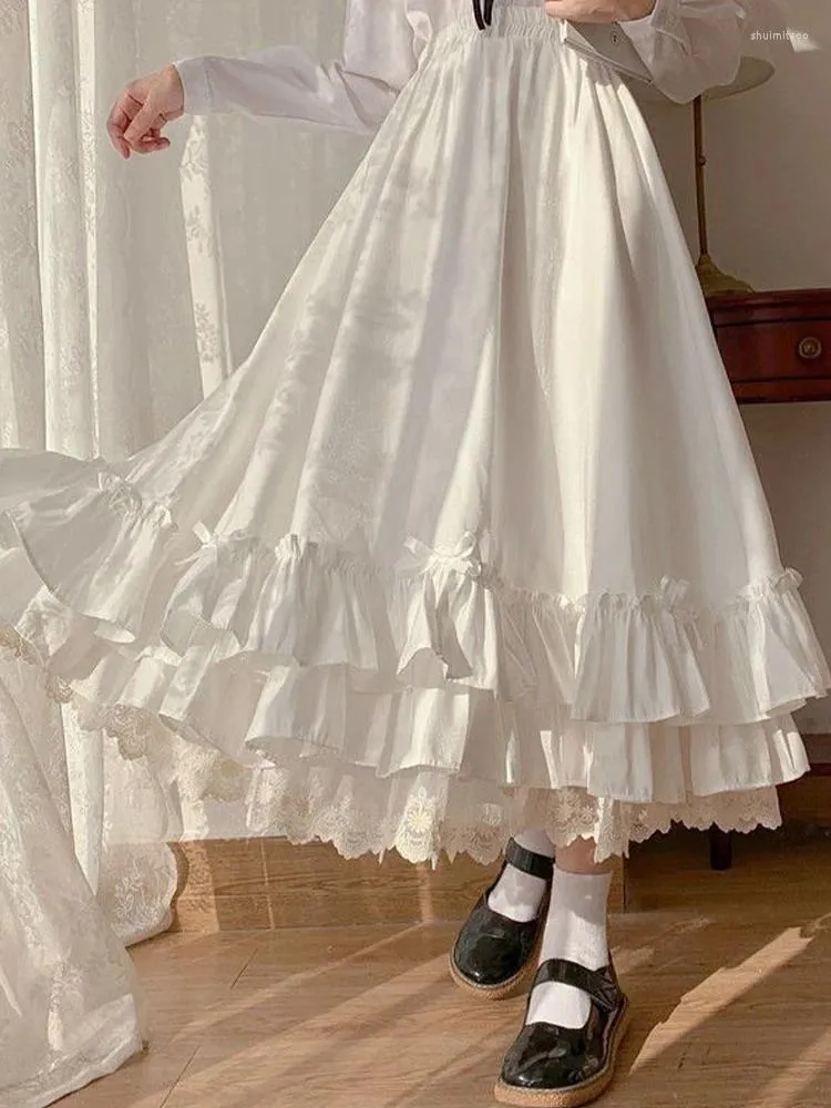 スカート girly lace frill long skirt (white) スカート girly lace frill long skirt (white) Womens White