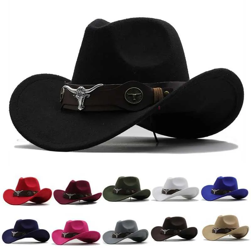 Chapeaux à bord large chapeau de seau de femmes nouvelles femmes et hommes laine chapeu western cowboy chapeau gentleman up usaves hat jazz sombrero hombre chapeau cowboy chapeau cowboy y240425