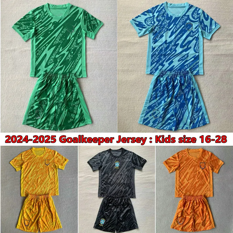 2024 Nationslag målvakt Soccer Jersey 24 25 Hem Away Yellow Black Blue Kids Size Jerseys Boys Youth Football Shirts Kid Set Uniforms
