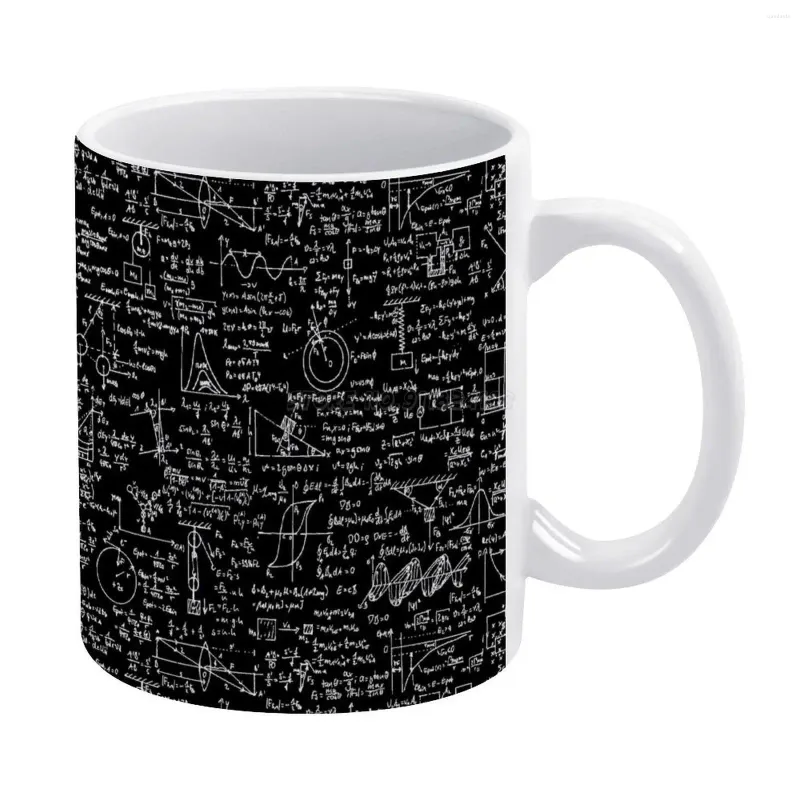 Mugs Physics Equations / Black White Mug Custom Printed Funny Tea Cup Present Personlig kaffevetenskap Matematik Geometrisk G