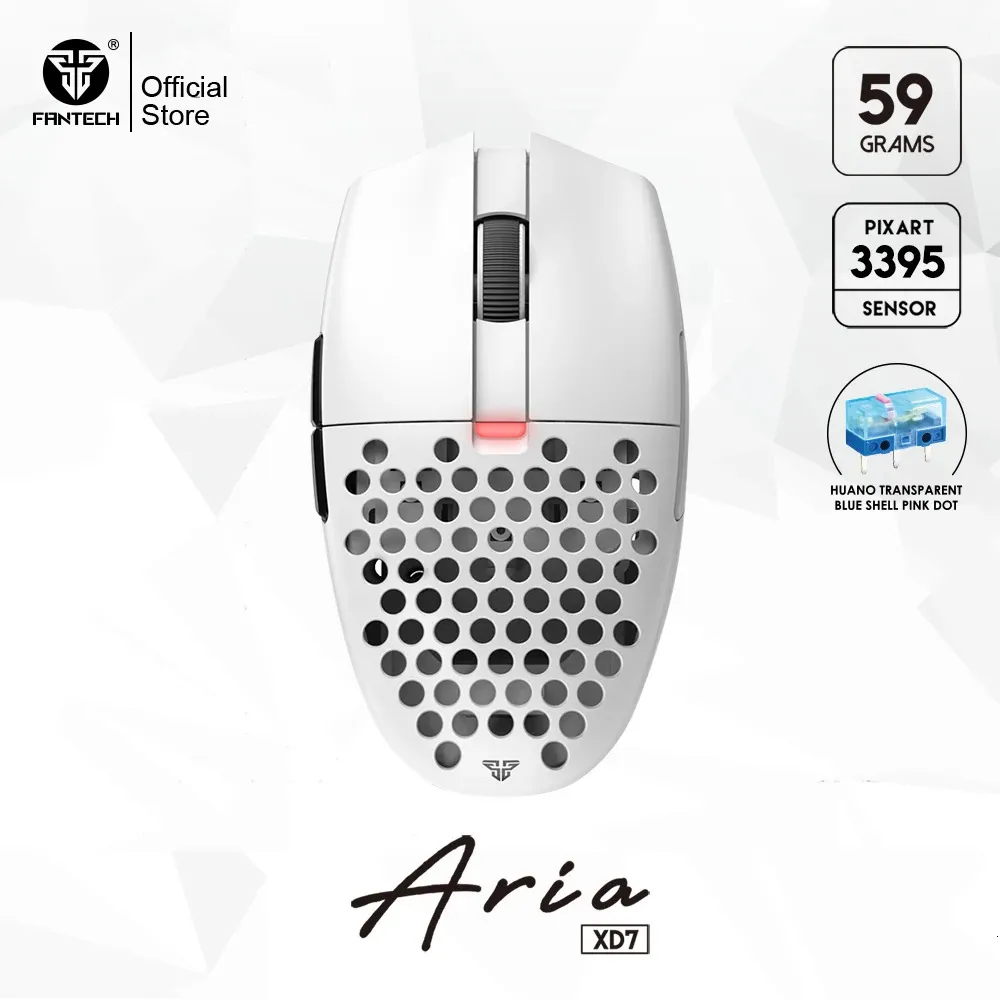 Fantech Aria XD7 Gaming Mouse 59G Pixart 3395 Wired and Wireless Huano 80 miljoner TTC Gold Encoder för Gamer 240419