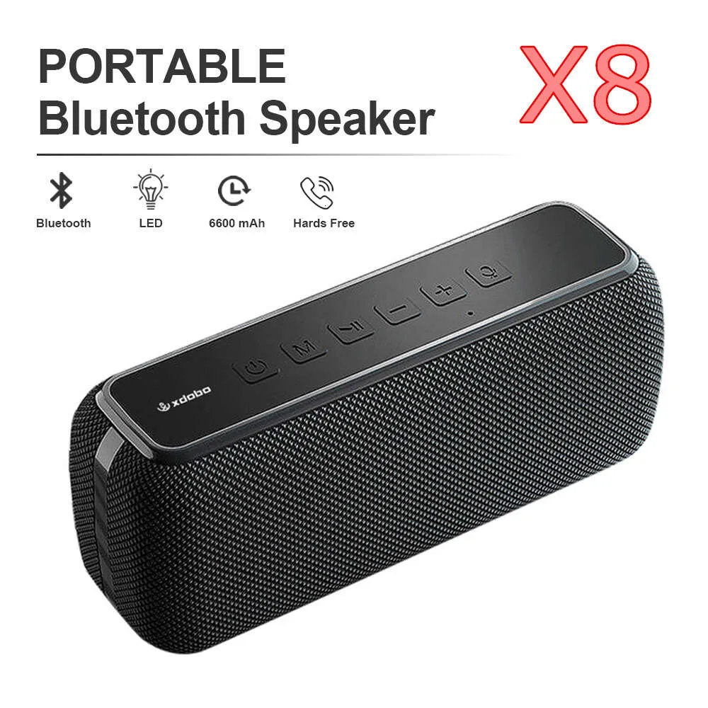 60W XDOBO x8 Bluetooth Speaker sem fio Subwoofer portátil TWS Waterspert 6600mAh poderoso Bass Aux Aux FM Outdoor Loudspeaker