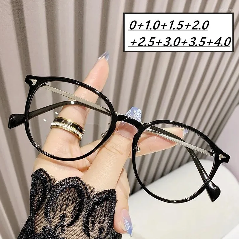 Lunettes de soleil Retro Luxury Design de lecture Lunes pour femmes Ultralight HD Lens Far Sight Eyeglass Unisexe Men Round Frame Presbyopie 0 4.0