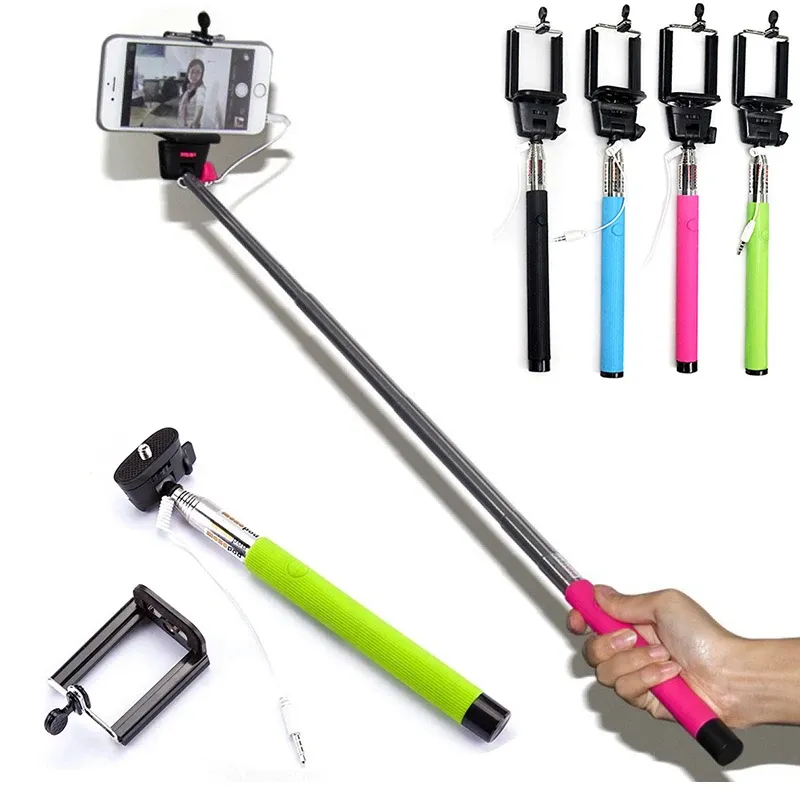 Stokt selfie stick met houder voor Samsung Huawei Xiaomi mobiele telefoon monopod met 1/4inch schroef voor GoPro Hero Sjcam Yi Action Camera