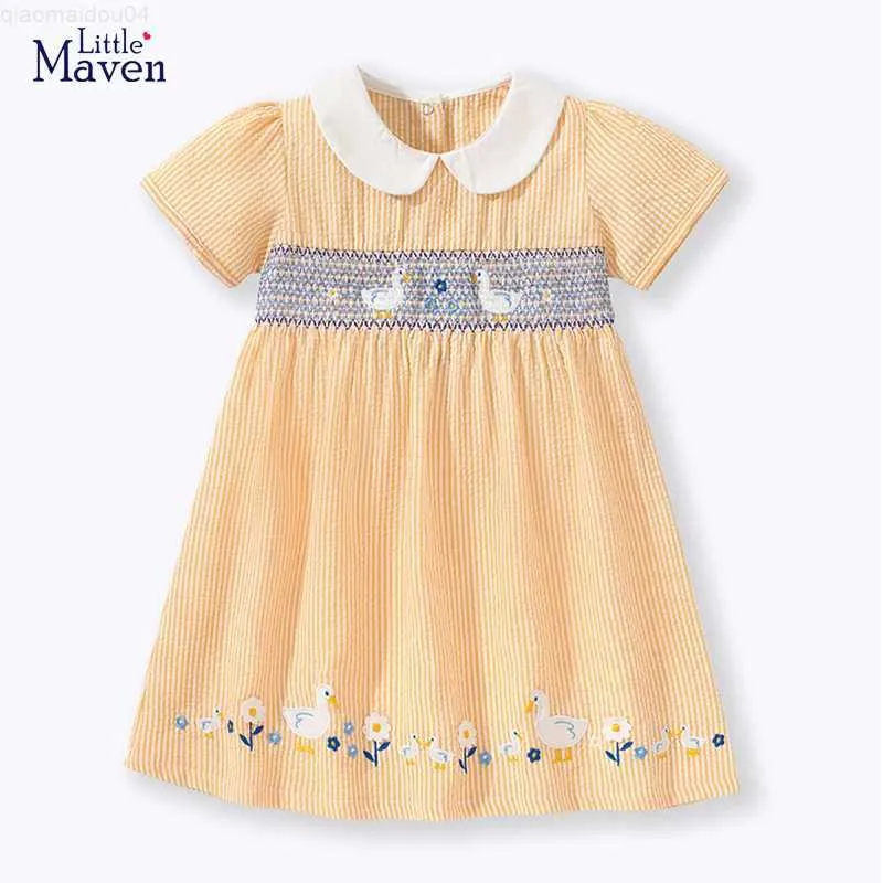 Vestidos de niña Little Maven Baby Girls Dress Apliques de pato de animales Ropa para niños para niños ropa de verano Dressesl2404