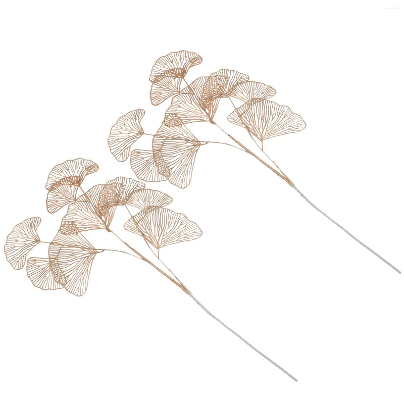 Dekoracyjne kwiaty 2 szt. Symulowane wazony ślubne Ginkgo Fałszywe liście sztuczne rośliny Pour Props krzew