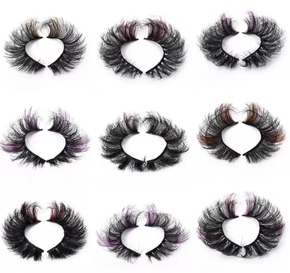 Faux de cils colorés 3D Fluffy faux vison couloir des yeux pour les yeux Strip Wipsy Faux multicolores cils pour la fête de cosplay de Noël quotidienne 4153637