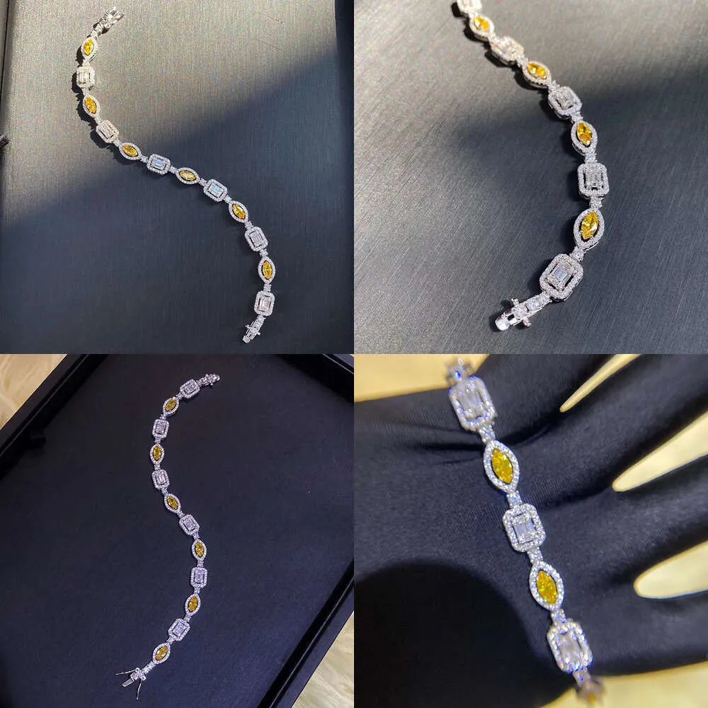 2024 TOP SPRZEDAŻ BRANDRY BRANDRY WEDLIDA BRANDY RATE 100% Sterling Sier Yellow Marquise Cut Moissanite Diamond Gemsstones Party Women Bolet Dift Oryginalna jakość