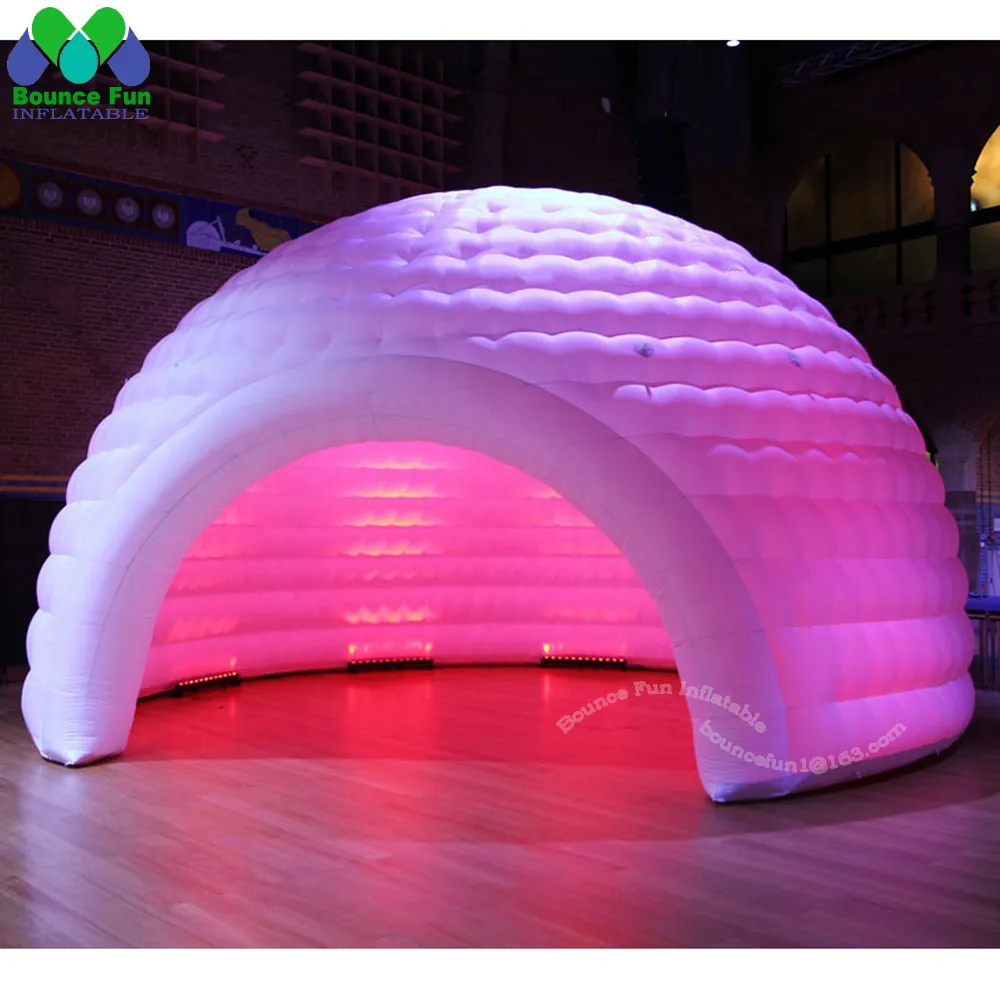 10m dia (33ft) with blower Commercial mobile LED inflatable half dome tent with built-in fan luna temporary Cocktail bar for party show