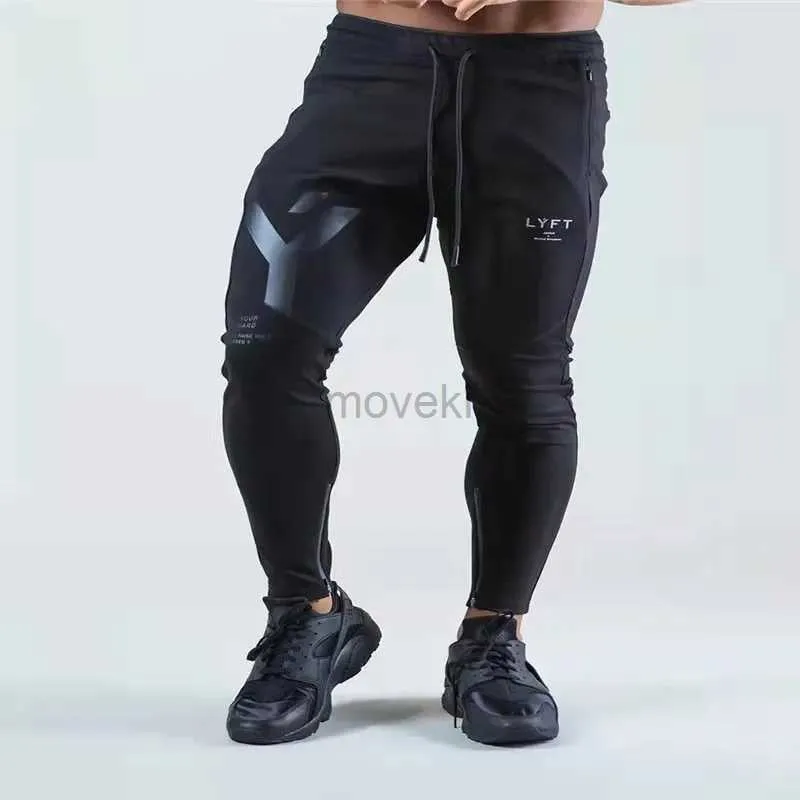 Men's Pants LYFT Fitness Pants for Mens Autumn and Winter New Breathable Sports and Casual Pants Slim Fit Small Foot Zipper Guard Pants d240425