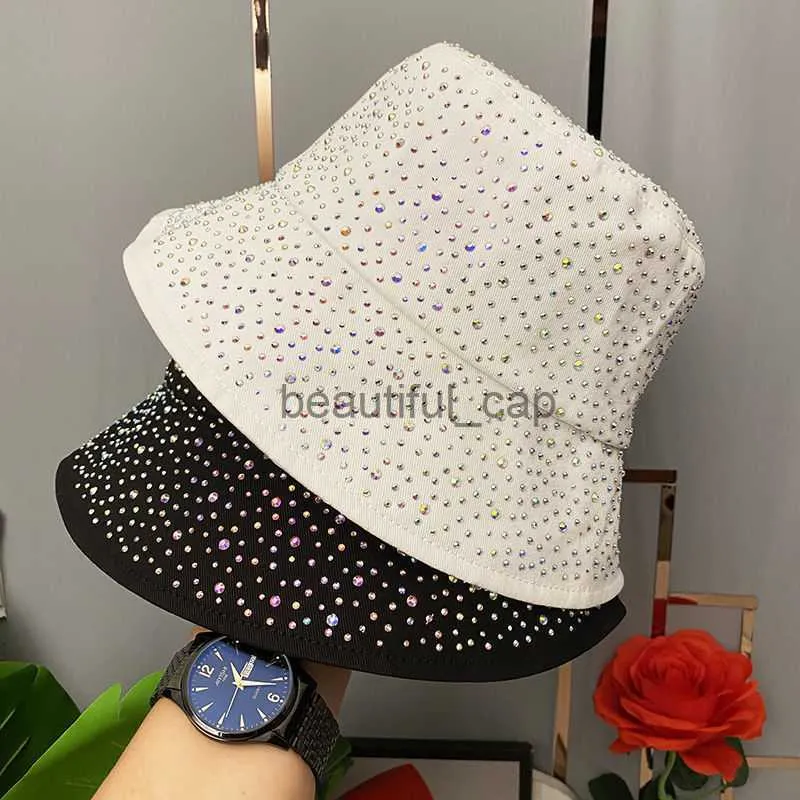 Designer Wide Brim Hats Beauts Beauts Water Diamond Pure Coton Pêcheur Pêcheur Femelle étoile sur le grand Net Red Affichage Small Water Bucket Sunshade Caps de chapeau