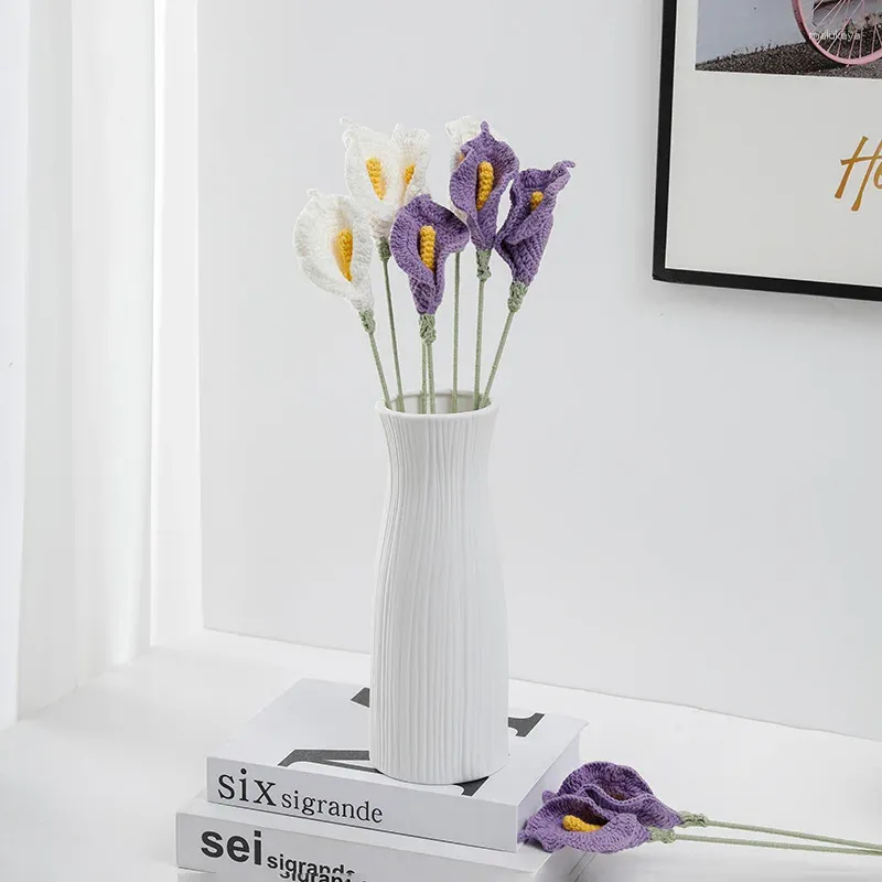 Decoratieve bloemen handgebreide calla lelie boeket gehaakt wollen eeuwig als kerstcadeaus