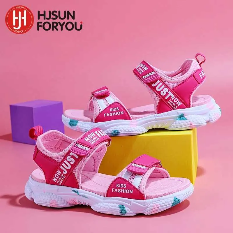 Sandales Summer Marque Chaussures de plage non glissées Enfants Sandales Girls Chaussures décontractées Kids Fleurs Princesse Chaussure plate taille 29-38 240423