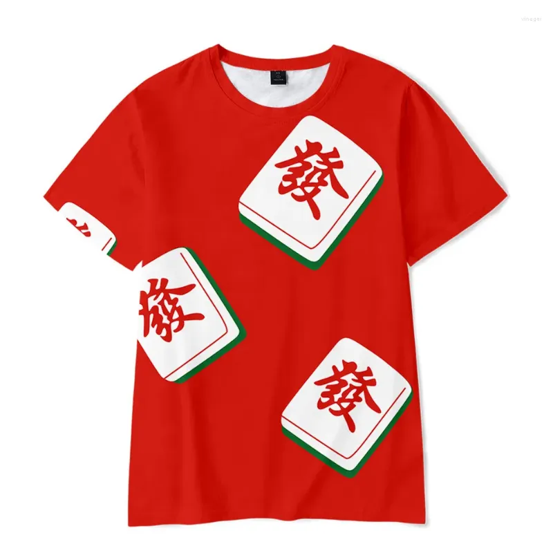 Camisetas masculinas 2024 Camisa chinesa de mahjong Homens mulheres camiseta curta Camiseta de verão menino menino garotas tee gelo camiseta de seda macia