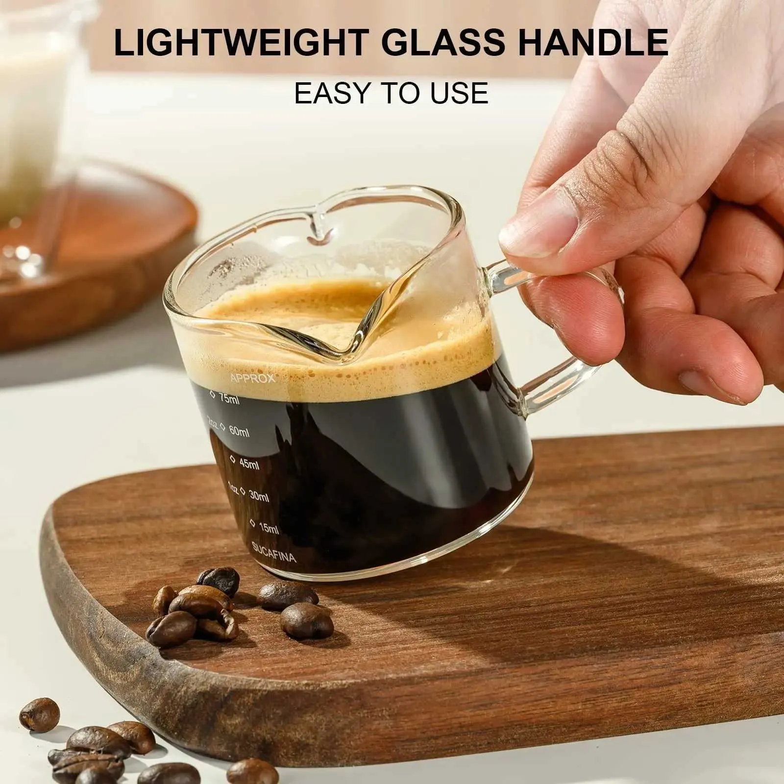 Gobelers Coffee Shop Barista Graduated Glass Home Double bouche en bouche avec poignée ACCESSOIRES DU MAISON H240425