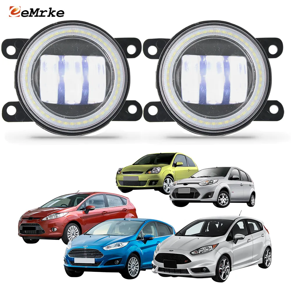 EEMRKE LED Mgły Mgły Montaż 30W/ 40W dla Forda Fiesta V VI 2005-2016 Fiesta St With Clear Lens Anioła Oczy Drl Daytime Lights 12V PTF Akcesoria samochodowe